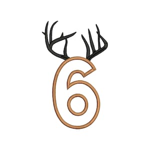 Birthday 6th Boys Six Hunting Deer Applique Embroidery Design Download Stitch Design - 0065