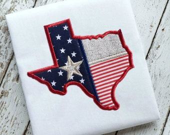 Texas State Flag Applique Embroidery Design Instant Download - 0075