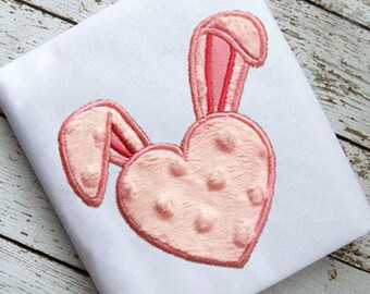 Easter Bunny love heart Applique silhouette Embroidery Design Download Stitch Design - 0152