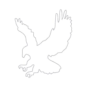 Può includere: Un disegno a linea di un'aquila in volo con le ali spiegate. L'aquila è rivolta a destra dell'immagine.