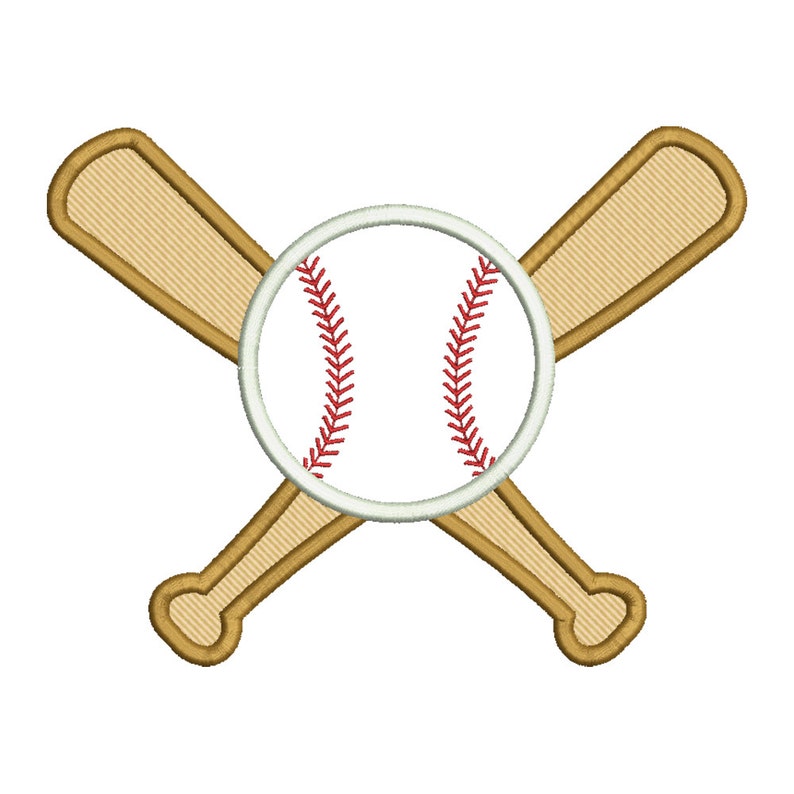 Baseball & Bat Applique Embroidery Design Download Stitch Etsy