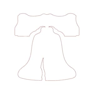 Könnte beinhalten: Umriss der Liberty Bell, ein berühmtes Wahrzeichen in Philadelphia, Pennsylvania.