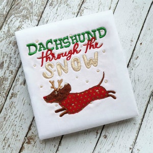 Dachshund Through the snow Applique Embroidery Design Download Stitch Design - 0316