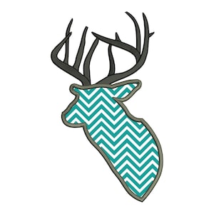 Deer Buck Head Applique Embroidery Design Instant Download - 0156