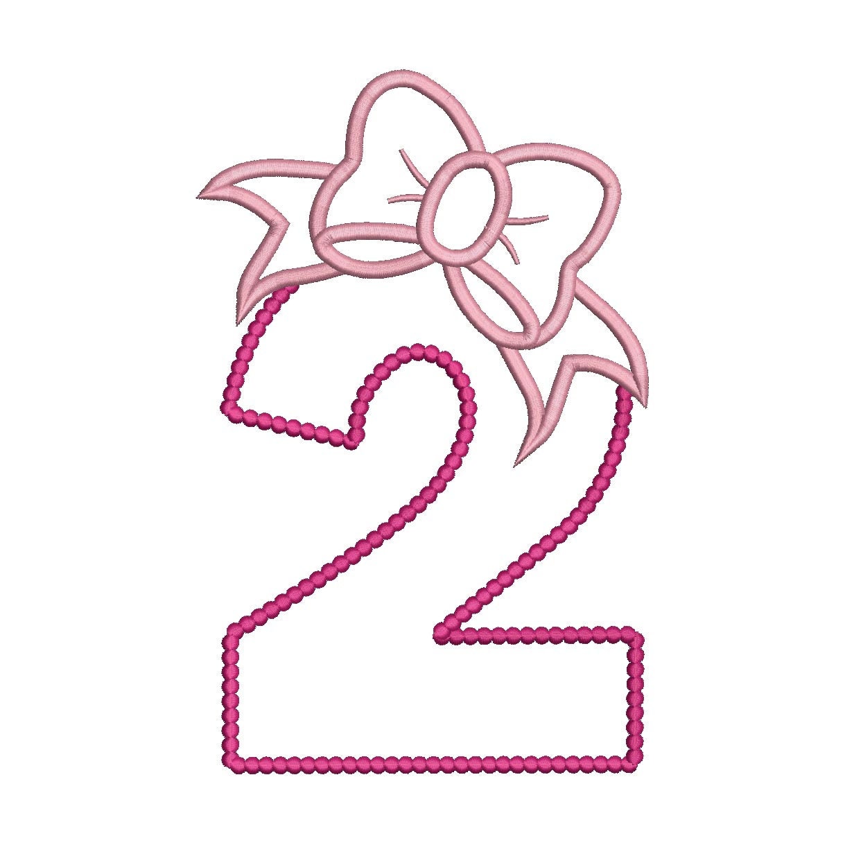 2 Birthday Applique Cute Bow 2nd Number Instant Digital  display picture 2