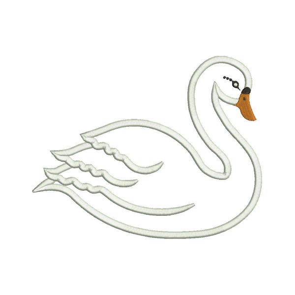 Swan Applique Embroidery Design Download Stitch Design - 0233