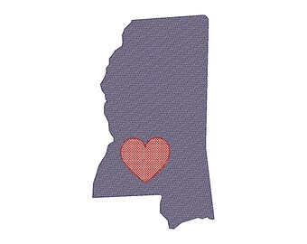 Mississippi State Map VintageStitch Embroidery Design Instant Download - 0299