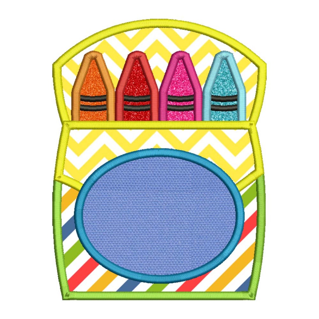 School Crayon Frame Box Applique Instant Digital Download Fill - Etsy