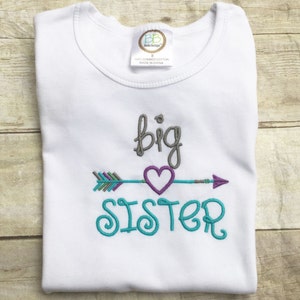 Big Sister Applique Arrow Loveheart Embroidery Design Instant Download - 0244a
