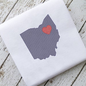 Ohio State Map VintageStitch Embroidery Design Instant Download - 0300