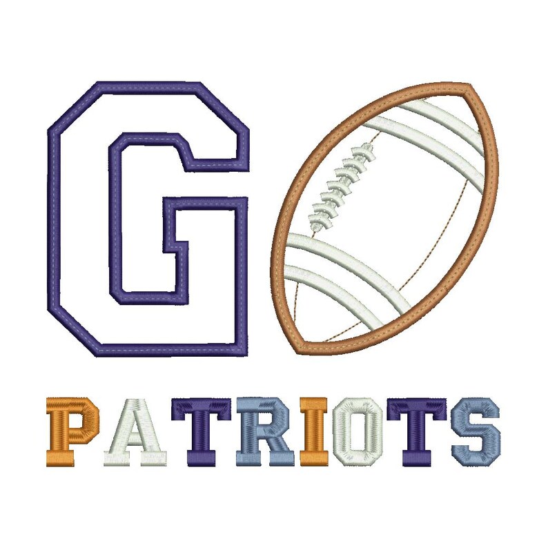 PATRIOTS Football GO Applique Embroidery Design Download Stitch Design ...
