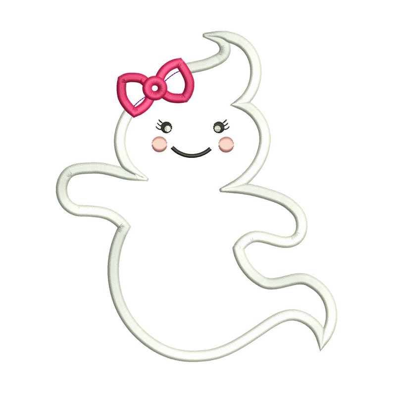 Halloween ghost applique with bow embroidery design download  etsy Halloween ghost applique with bow embroidery design download  etsy