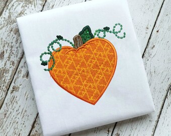 Thanksgiving Pumpkin cute love heart Applique Embroidery Design Instant Download - 0212