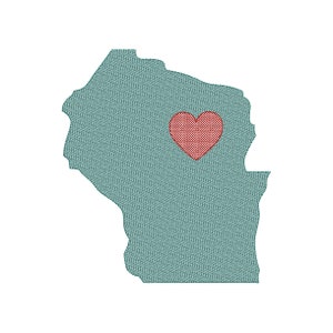 Wisconsin State Map Applique Embroidery Design Instant Download - 0221