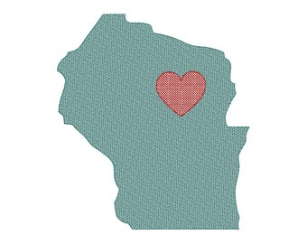 Wisconsin State kaart stoffen borduurwerk ontwerp Instant Download - 0221