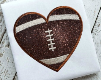 Football Love heart Applique Embroidery Design Download Stitch Design - 0202