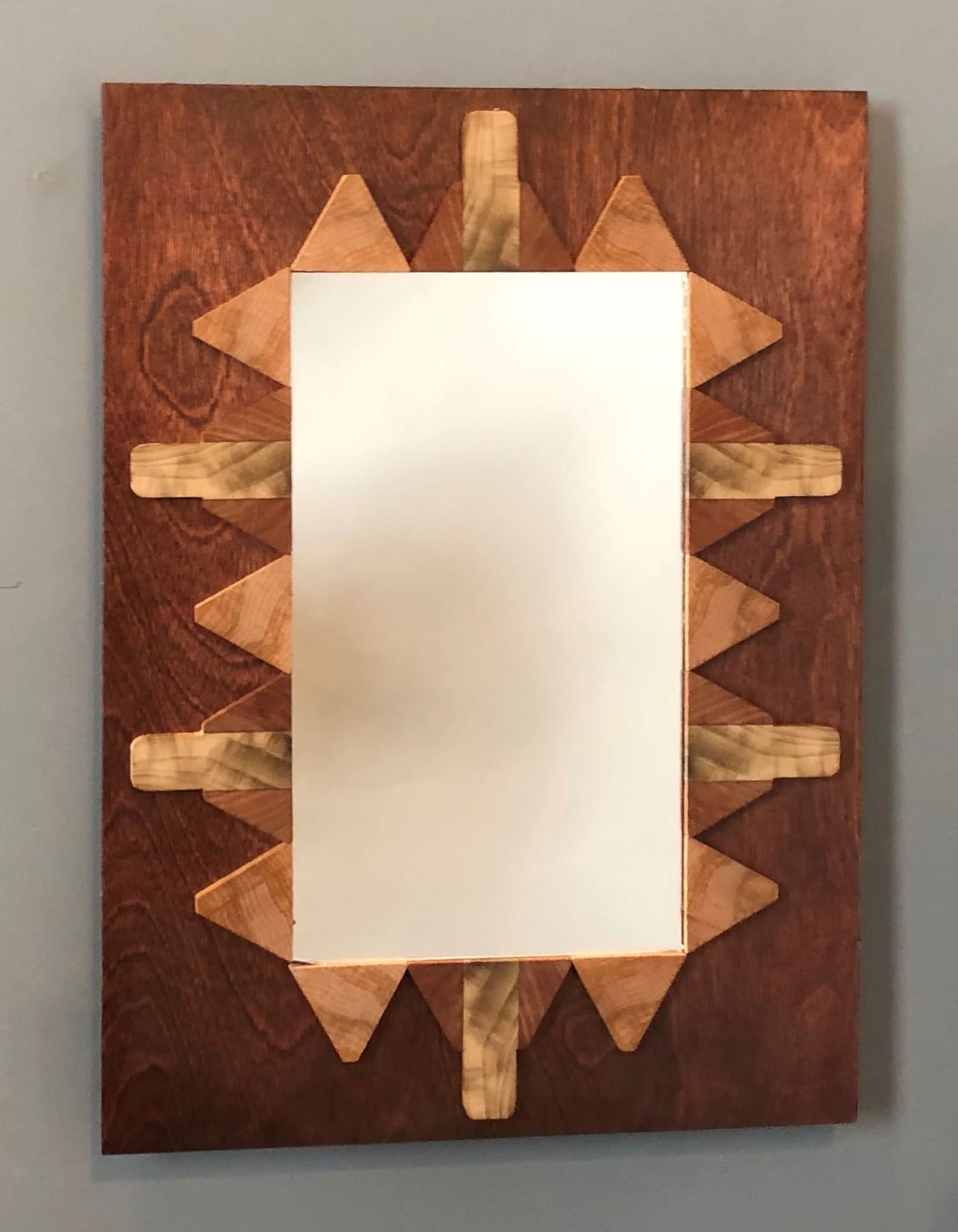 Handcrafted wall mirror with hardwood decoration. Etsy
