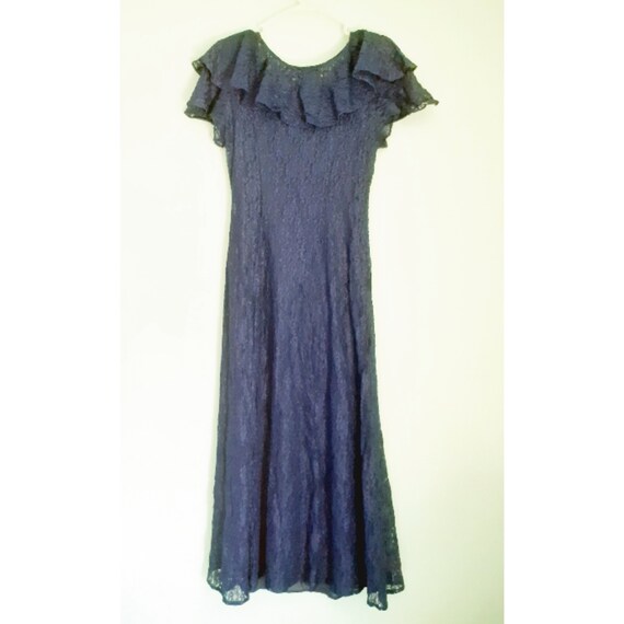 All That Jazz Royal Blue Lace Gown-80s does 30s-M - image 4