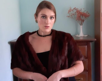 Genuine Vintage Mink Stole-One Size-XS-S-M-L-XL