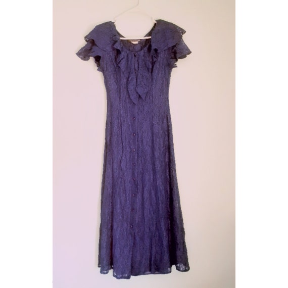 All That Jazz Royal Blue Lace Gown-80s does 30s-M - image 3