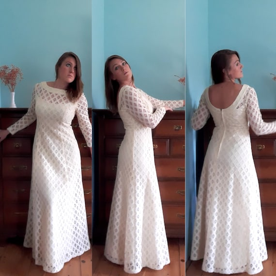 Vintage Cream Lace Gown