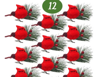 Cardinal Clip-On Ornaments Greenery Christmas Tree Decorations  Wreath Garland Centerpiece Xmas Décor Holiday Craft Accessories #3649