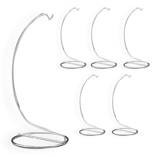 Silver Ornament Stand Smooth  Chrome Set of 6, 12  or 24 pcs - 9Inches High - 1336-9