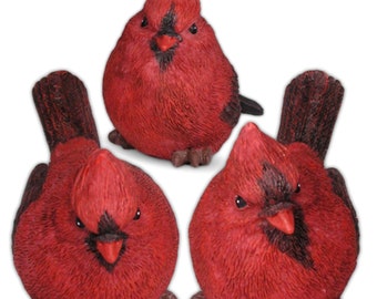 Cardinal Figurine Birds Decoration - Set of 3 Styles - Add to any plant or Outdoor Craft Scene  Each 4" X 3"   #2141