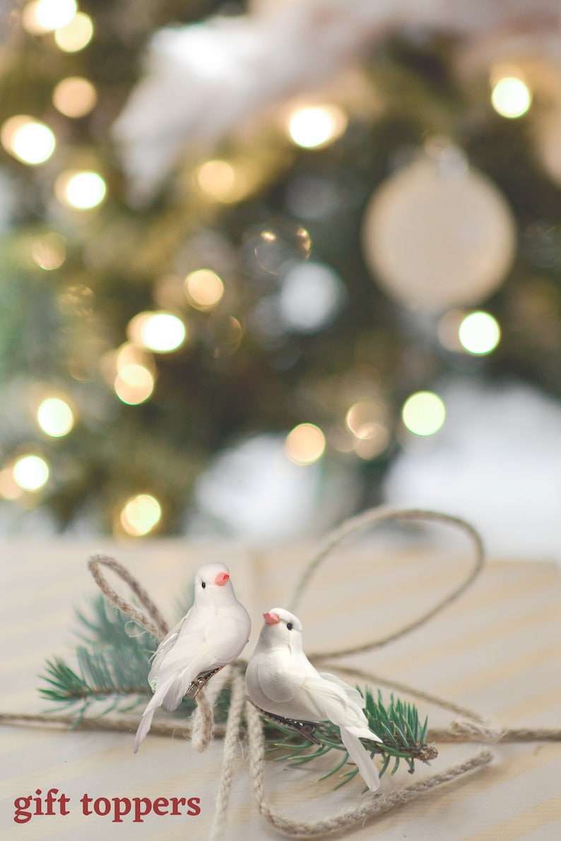 White Dove Feathered Christmas Tree Ornaments Set of 16 Etsy