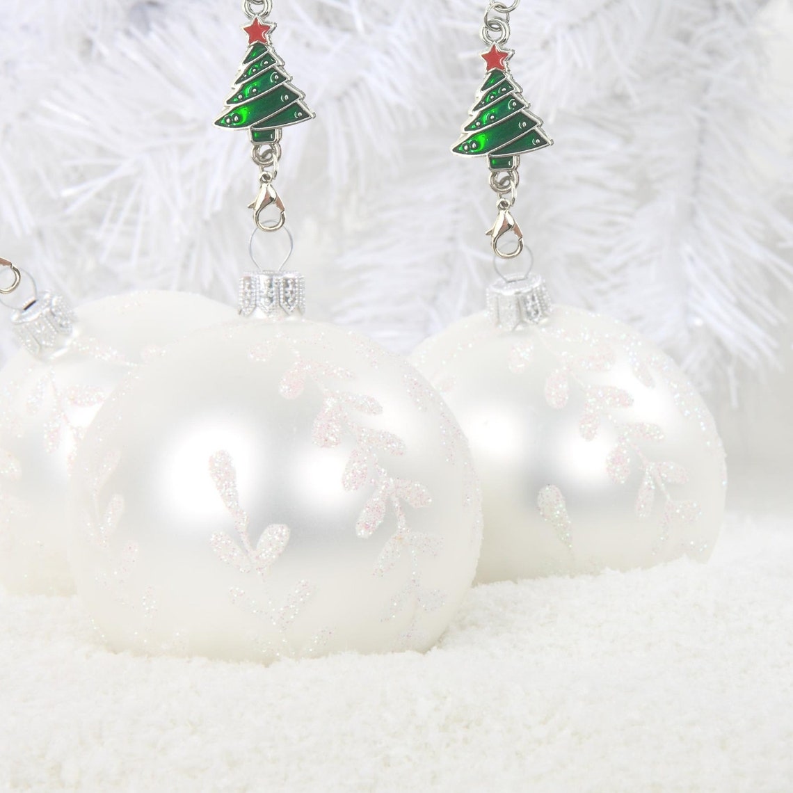 Christmas Tree Ornament Hooks Set of 12 Trees With Silver Etsy