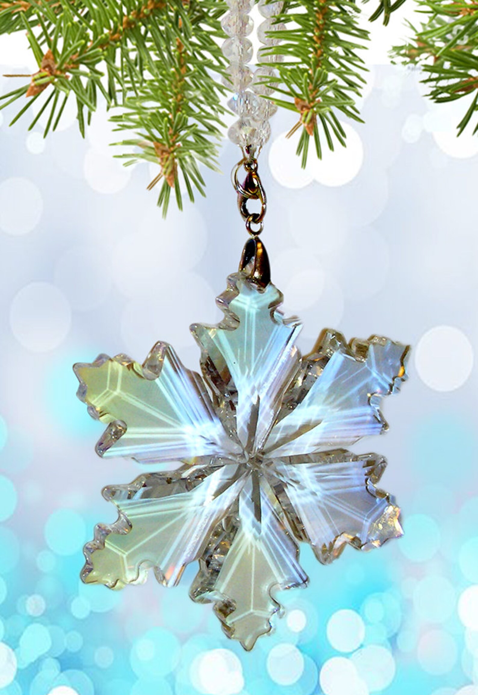 Snowflake Christmas Ornaments Set of 6 Clear Acrylic Etsy