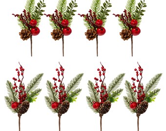 EXCEART 20Pcs Christmas Red Berry Pick with Pine Cone Holly Berry Stems Pine Leaves Branch Evergreen Christmas Berries Decor Vase Filler for Xmas Holiday Flower Home Decor EXCEART 20Pcs Christmas Red Berry Pick with Pine Cone Holly Berry Stems Pine Leaves Branch Evergreen Christmas Berries Decor Vase Filler for Xmas Holiday Flower Home Decor