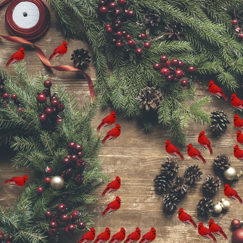 Cardinal Clip on Christmas Tree Ornamentsdecorations Red Etsy