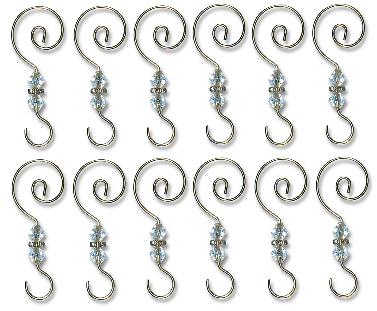 Set of 12 Decorative Silver S Ornament Hooks with a Clear Bead Etsy