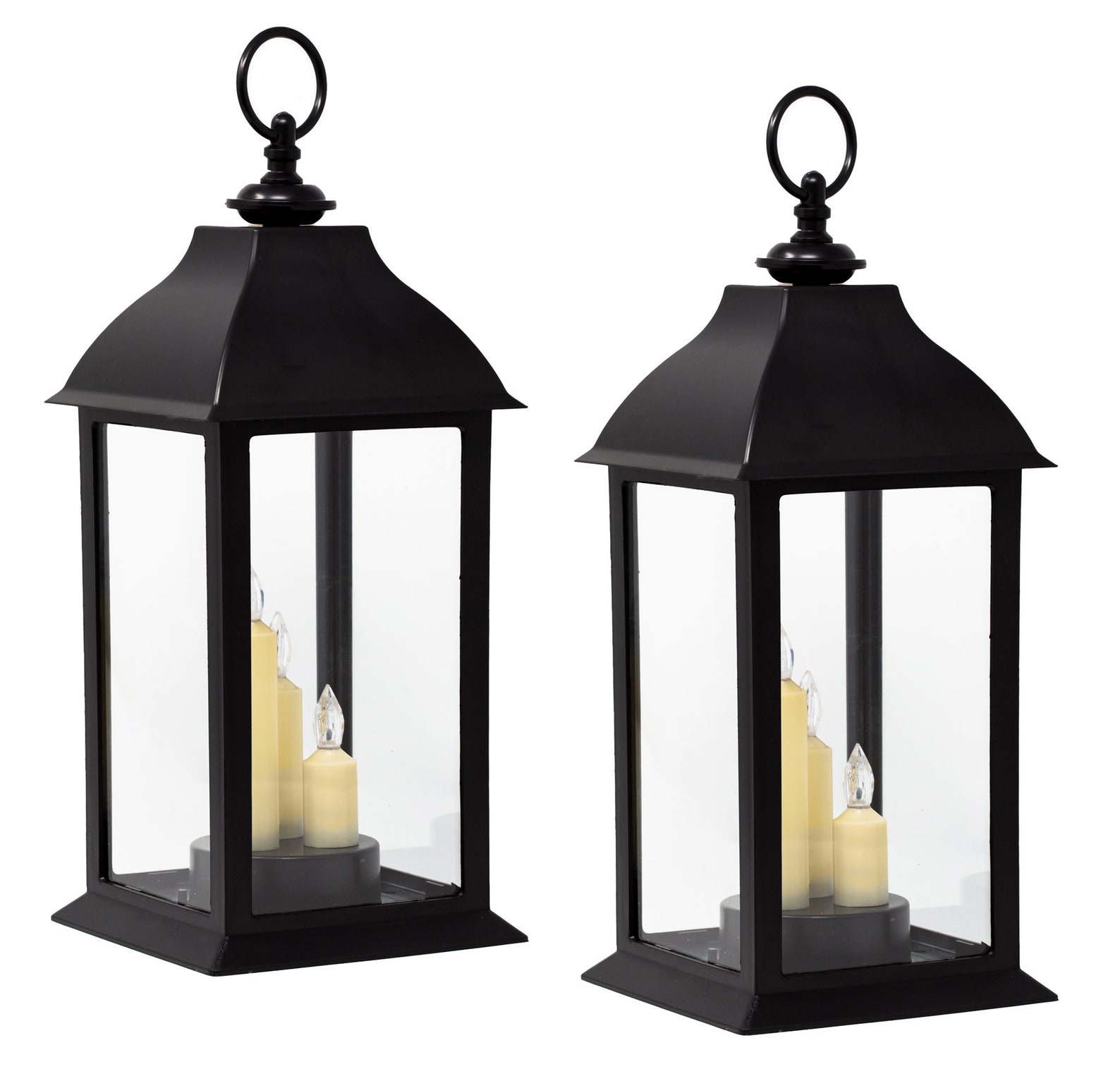 Decorative Black Lanterns Set of 2 Lanterns with LED Candles Etsy