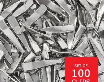 Silver Alligator Clips - 100 Pack - Crafting Accessory - 1" x 0.25" Rust-Proof and Durable Clips for DIY Projects