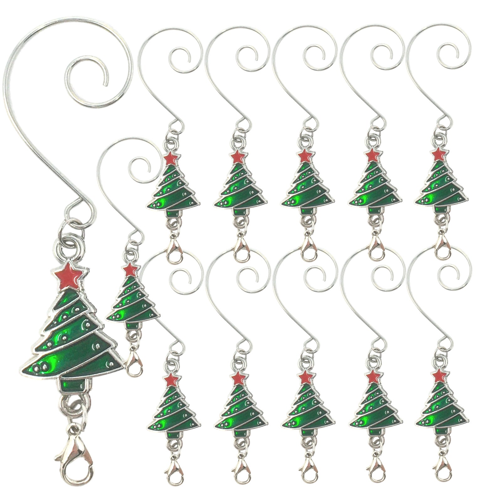 Christmas Tree Ornament Hooks Set of 12 Trees With Silver Etsy