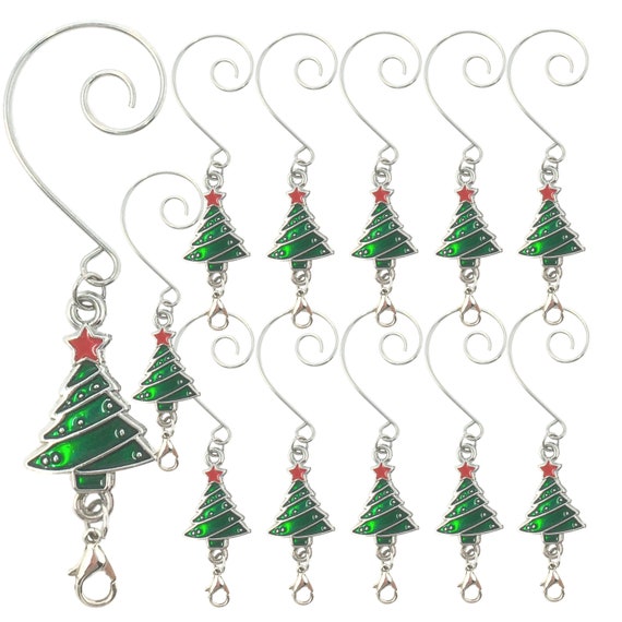 Christmas Tree Ornament Hooks Set of 12 Trees With Silver Etsy
