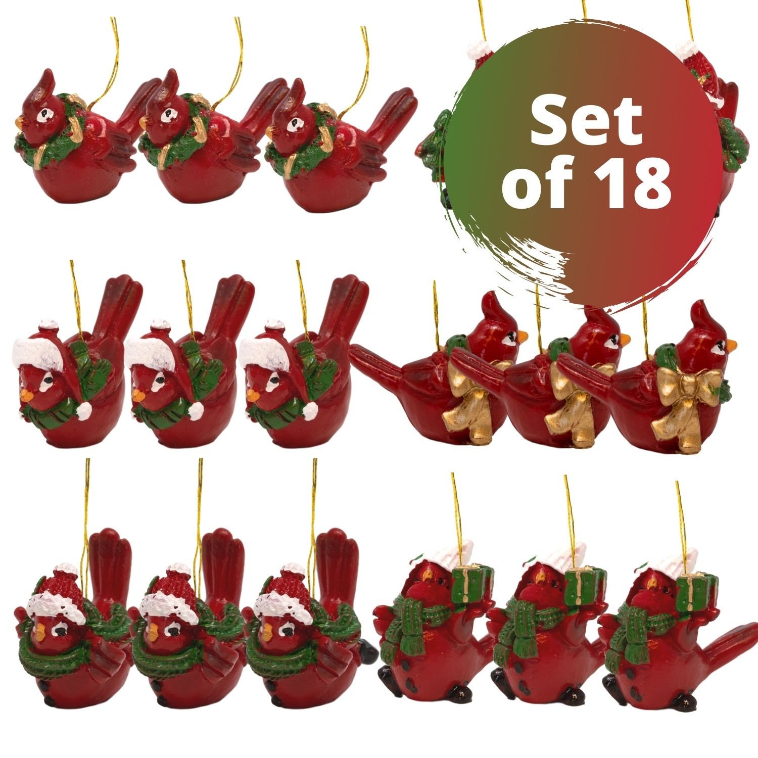 Cardinals Ornaments Set of 18 Small Red Xmas Cardinals | Etsy