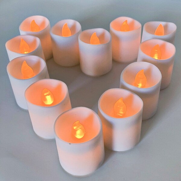 LED Votives Realistic and Bright Flickering Bulb Flameless LED Votives for Seasonal & Festival Use, Pack of 12  Warm White #9806