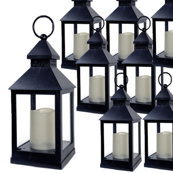 24 Pack Mini Lanterns Bulk, Small Lanterns Decorative with LED Flameless  Candle, Vintage Style Indoor Outdoor Lantern Hanging Battery Operated LED