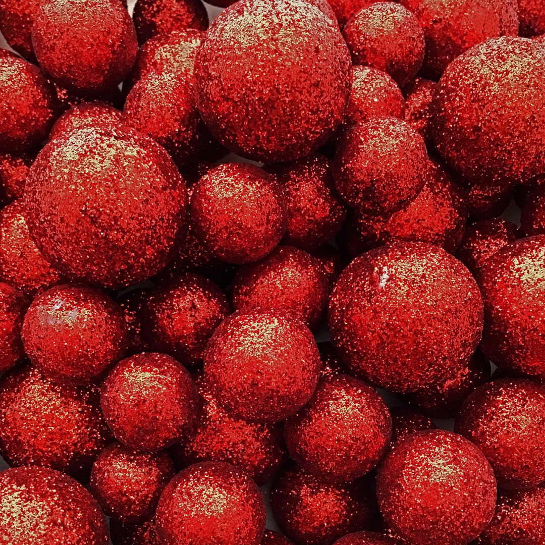 Red Foam Balls About 500 Red Glittered Vase Filler Decorative Balls