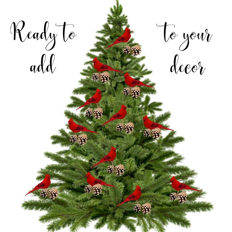 Red Cardinal Birds Cardinal Floral Picks 12 Birds Attached Etsy