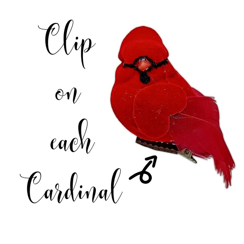 Cardinal Clipon Tree Ornaments Red Velvet & Feathers Etsy