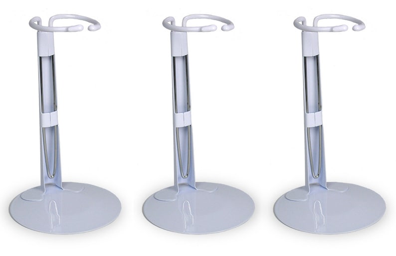 Fits Dolls and Action Figures 7 to 12 High #1362-5 Set of 3 White Vinyl Coated Metal Adjustable Clasps 5 Doll Stand Holders