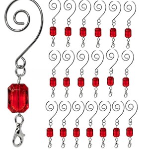 Christmas Ornament Hooks Clear Acrylic Silver Beaded Wire Ornament