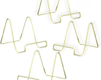 Wire Easel Display Stand - Twisted Brass Metal - 6" High Easel - Pack of 4  #1302-6