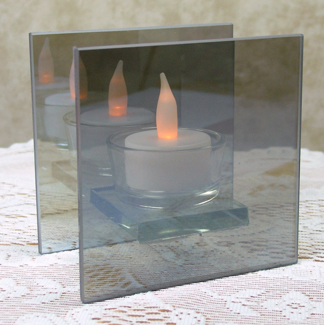 Infinity Tealight Candle Holder Mirrored Glass Holder With LED Tealight