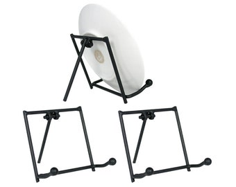 Black Metal Easel - Set of 3 - Wrought Iron - Display Plate Stand - 4 Inch High  #1450-4