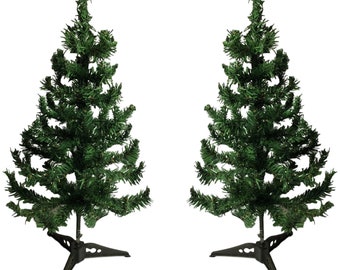 Set of 2 Tabletop Christmas Trees with Stands - Undecorated  Crafting Trees - 24"H  #3598-2